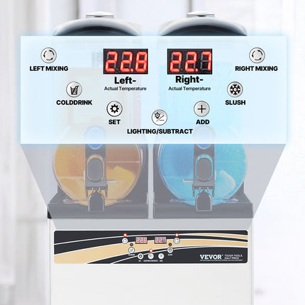 Šaldytų gėrimų aparatas VEVOR X-300, 2x15 l talpa