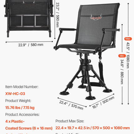 Medžioklės kėdė VEVOR XW-HC-03, 158 kg apkrova