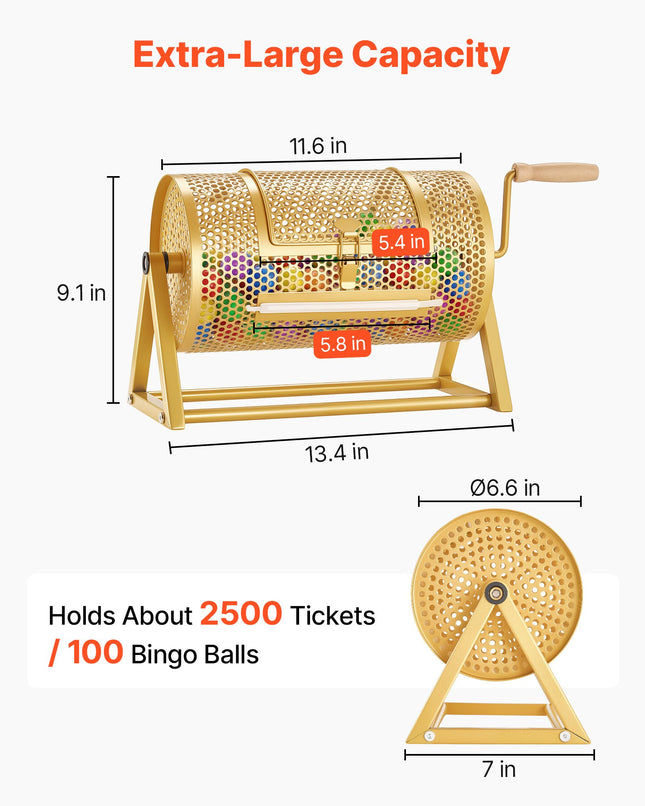 Loterijos būgnas VEVOR TY-0711-5.1, 2500 bilietų talpa