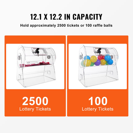 Loterijos būgnas VEVOR 12-AC, 2500 bilietų talpa