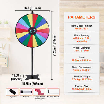 Laimės ratas VEVOR UPZP-36LY, 91 cm skersmens