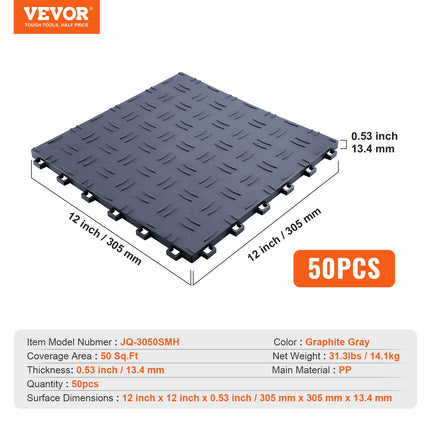 Garažo grindų plytelės VEVOR JQ-3050SMH, 50 vnt. rinkinys