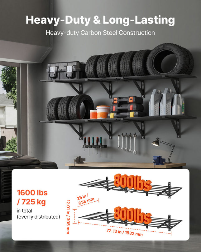 Sieninės garažo lentynos VEVOR HR2472, 725 kg keliamoji galia