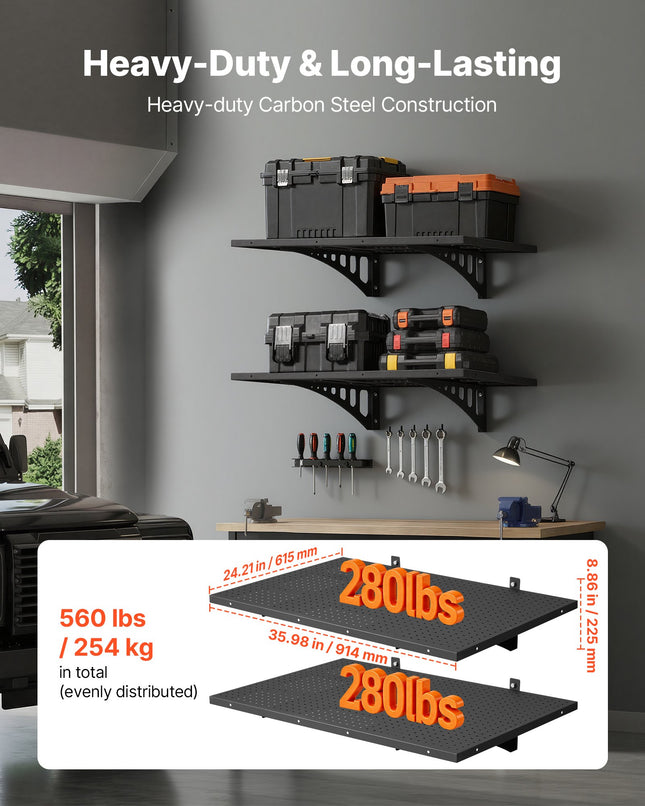 Sieninė garažo lentyna VEVOR MR2436, 227 kg keliamoji galia