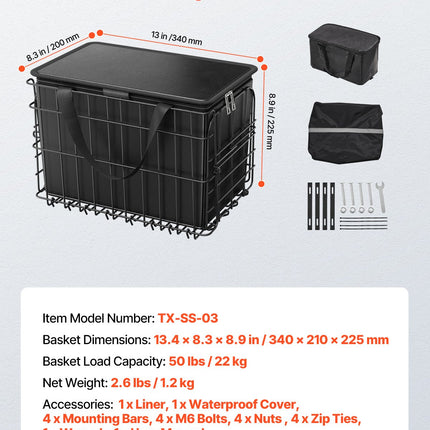 Galinis dviračio krepšys VEVOR TX-SS-03, 22 kg keliamoji galia