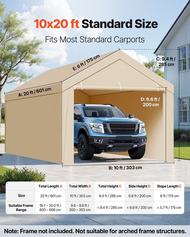 Automobilio stoginės tentas VEVOR SXYQCPBB12X20, 3 x 6 m