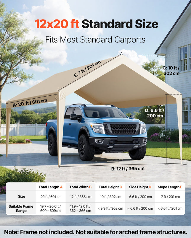 Automobilių stoginės tentas VEVOR SXYQCPBM12X20, 3,6 x 6 m