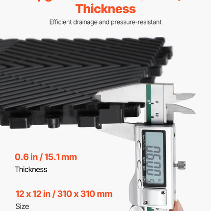 Sujungiami drenažiniai kilimėliai VEVOR GS-30*30*1.5-B, 24 vnt. rinkinys