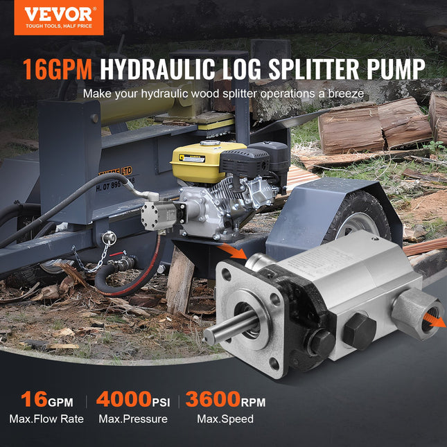 Hidraulinis malkų skaldyklės siurblio komplektas VEVOR 60,6 L/min, 16 GPM