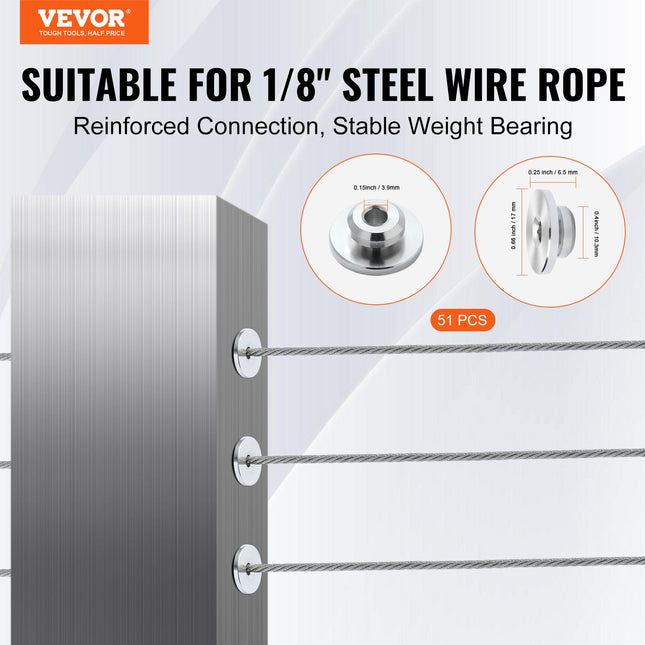 Trosų turėklų komplektas VEVOR YXHF-W043-51, 3,2 mm