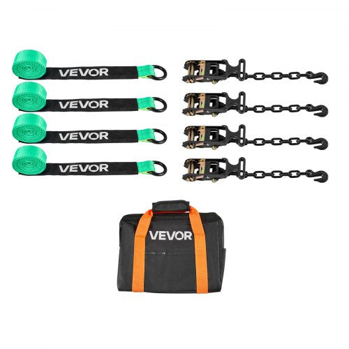 Ratchetinių diržų komplektas ratų tvirtinimui VEVOR XM0510, 4540 kg trūkimo jėga