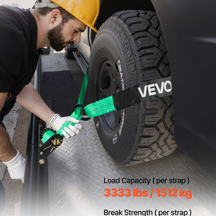 Ratchetinių diržų komplektas ratų tvirtinimui VEVOR XM0510, 4540 kg trūkimo jėga