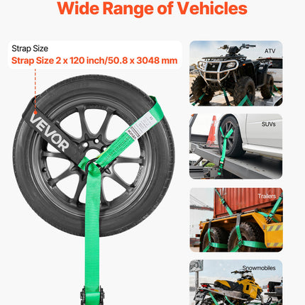 Ratchetinių diržų komplektas ratų tvirtinimui VEVOR XM0510, 4540 kg trūkimo jėga
