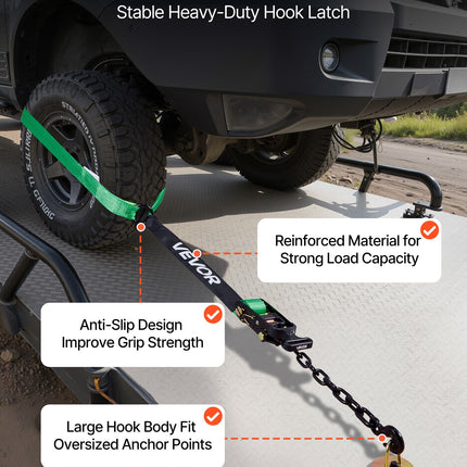 Ratchetinių diržų komplektas ratų tvirtinimui VEVOR XM0510, 4540 kg trūkimo jėga