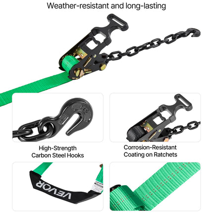 Ratchetinių diržų komplektas ratų tvirtinimui VEVOR XM0510, 4540 kg trūkimo jėga