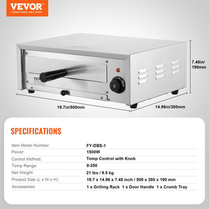 Elektrinė picų krosnelė VEVOR FY-DBS-1, 1500W