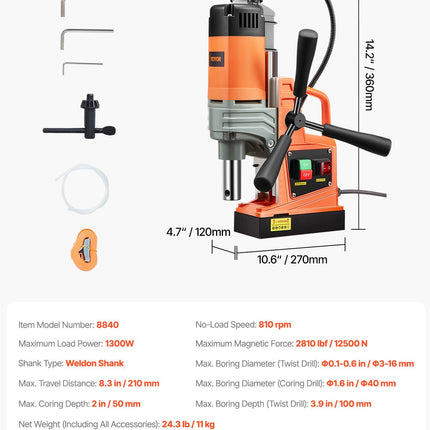 Magnetinės gręžimo staklės VEVOR 1300W, 40 mm