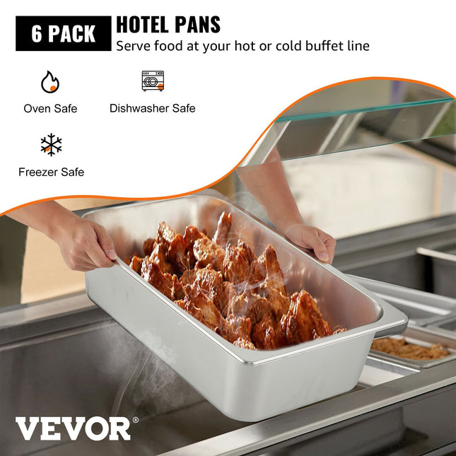Gastronominiai indai VEVOR 6 vnt. rinkinys, 20,5 l talpa