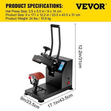 Kepurių terminis presas VEVOR 5.5 x 3.5 inch, 600W