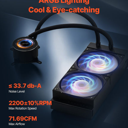 Procesoriaus skysčio aušintuvas VEVOR YC-01-SS-001, 2,1 colio LCD ekranas