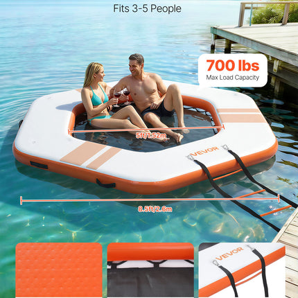 Pripučiama plaukiojanti platforma VEVOR HD260R, 2,6 x 2,6 m