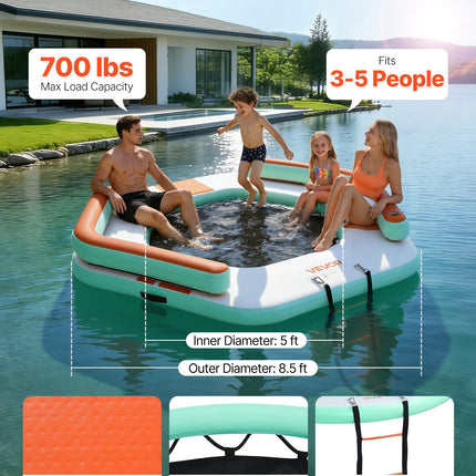 Pripučiama plaukiojanti platforma VEVOR HD260B, 2,6 x 2,6 m