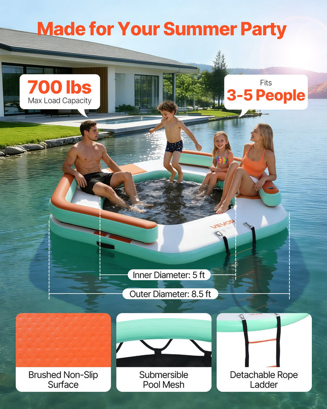 Pripučiama plaukiojanti platforma VEVOR HD260B, 2,6 x 2,6 m