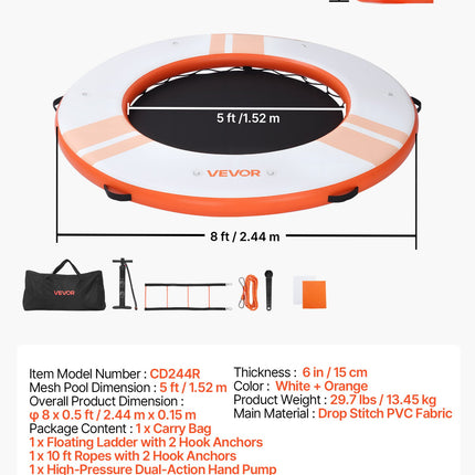 Pripučiama plaukiojanti platforma VEVOR CD244R, 2,44 m