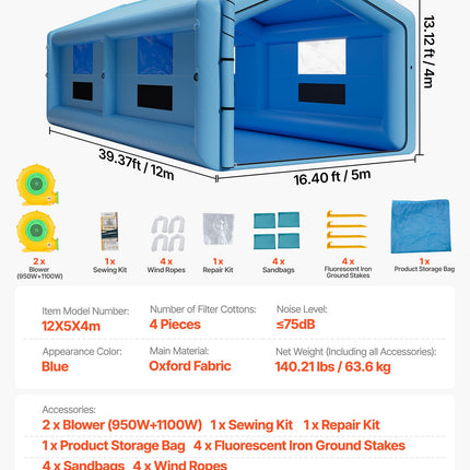 Pripučiama dažymo kamera VEVOR 12x5x4m, trikampis stogas