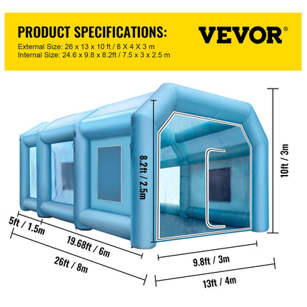 Pripučiama dažymo kamera VEVOR PQZP-8566, 8 x 4 x 3 m