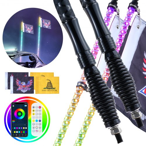LED antenos-žibintai VEVOR WM-3190RGB-XC-CR-TH-2, 2 vnt., 90 cm
