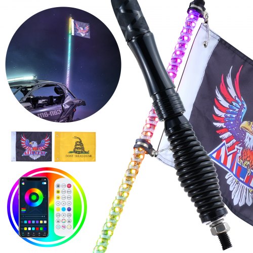 LED antenos žibintas VEVOR WM-3190RGB-XC-CR-TH-1, 91 cm ilgio su RGB apšvietimu