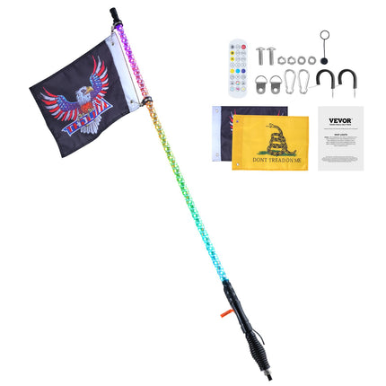 LED antenos žibintas VEVOR WM-3190RGB-XC-CR-TH-1, 91 cm ilgio su RGB apšvietimu