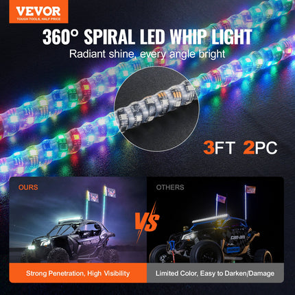 LED antenos žibintai VEVOR WM-3190RGB-XC-CR-2, 0,91 m