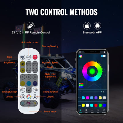 LED antenos žibintai VEVOR WM-3190RGB-XC-CR-2, 0,91 m