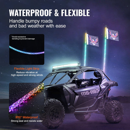 LED antenos žibintai VEVOR WM-3190RGB-XC-CR-2, 0,91 m