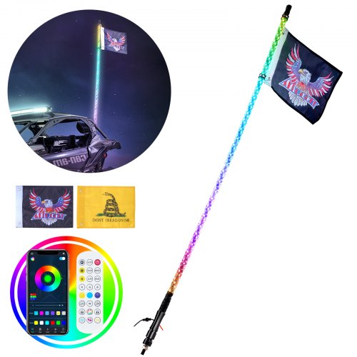 LED žibintas-antena VEVOR WM-31120RGB-XC-CR-1, 122 cm