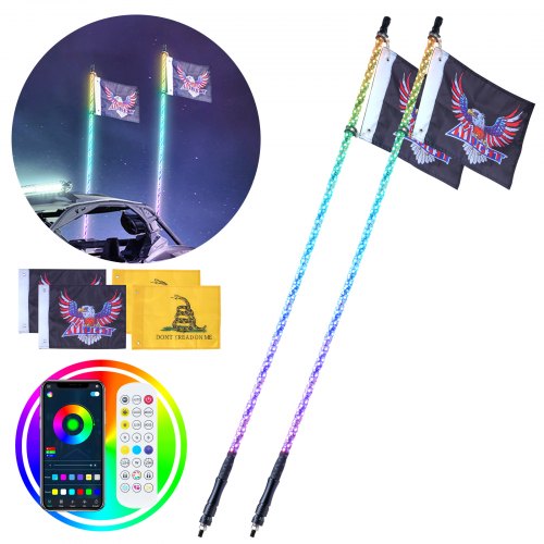 LED antenos VEVOR WM-31150RGB-XC-CR-2, 150 cm, 2 vnt.