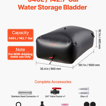 Minkšta vandens talpa VEVOR WSB-540L-Black, 540 l talpa
