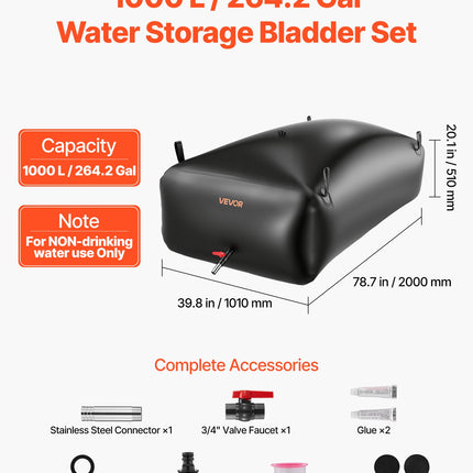Vandens talpa VEVOR WSB-1000L-Black, 1000 l