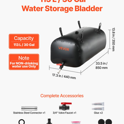 Vandens talpa VEVOR WSB-113L-Black, 113 l