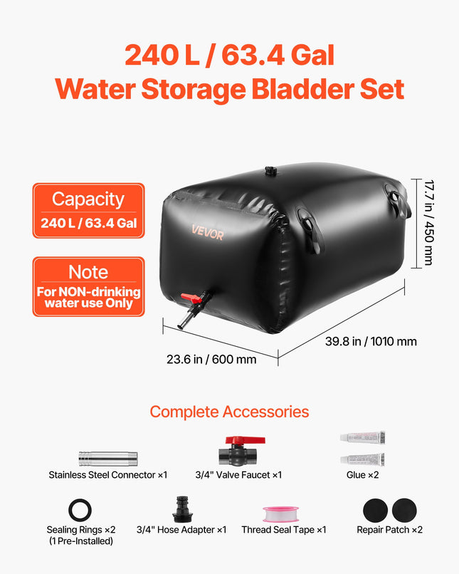 Vandens talpa VEVOR WSB-240L-Black, 240 l