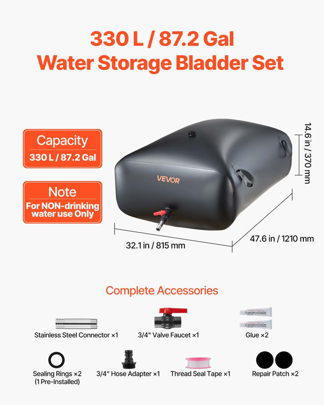 Vandens talpa VEVOR WSB-330L-Black, 330 l