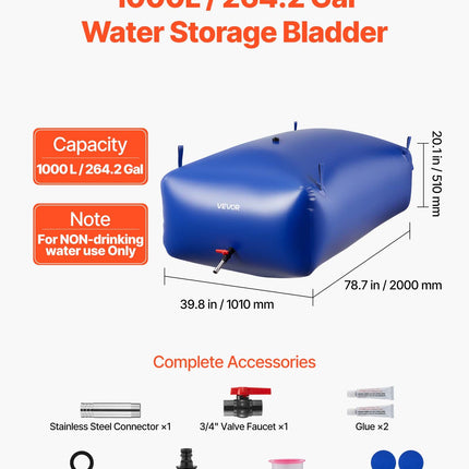 Vandens talpa VEVOR WSB-1000L-Blue, 1000 l