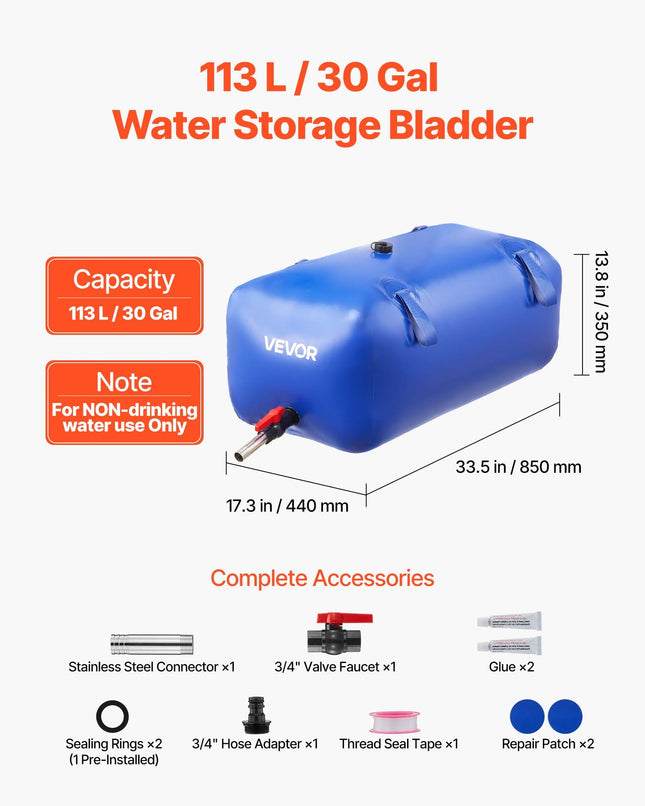 Lanksti vandens talpa VEVOR WSB-113L-Blue, 113 l