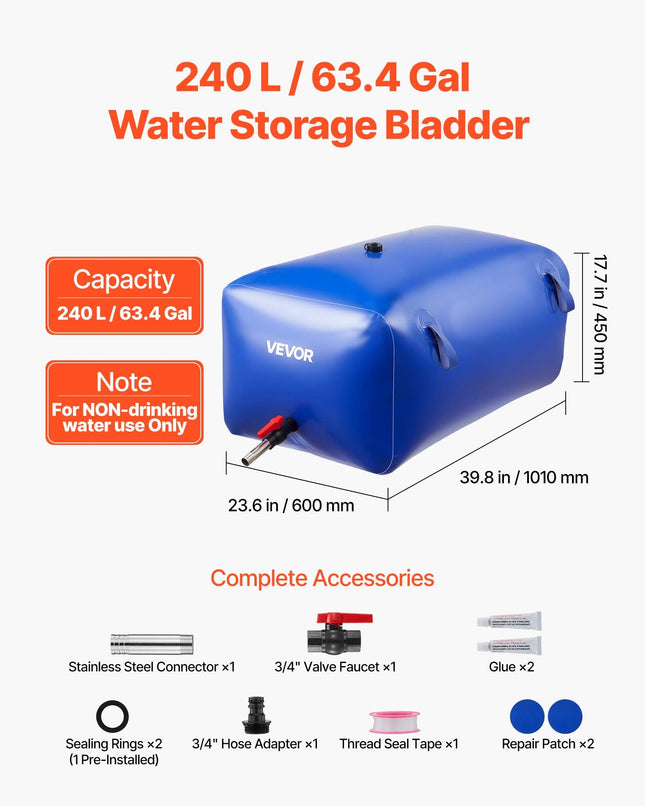Vandens talpa VEVOR WSB-240L-Blue, 240 l