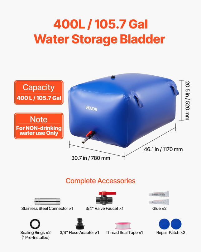 Vandens talpa VEVOR WSB-400L-Blue, 400 l