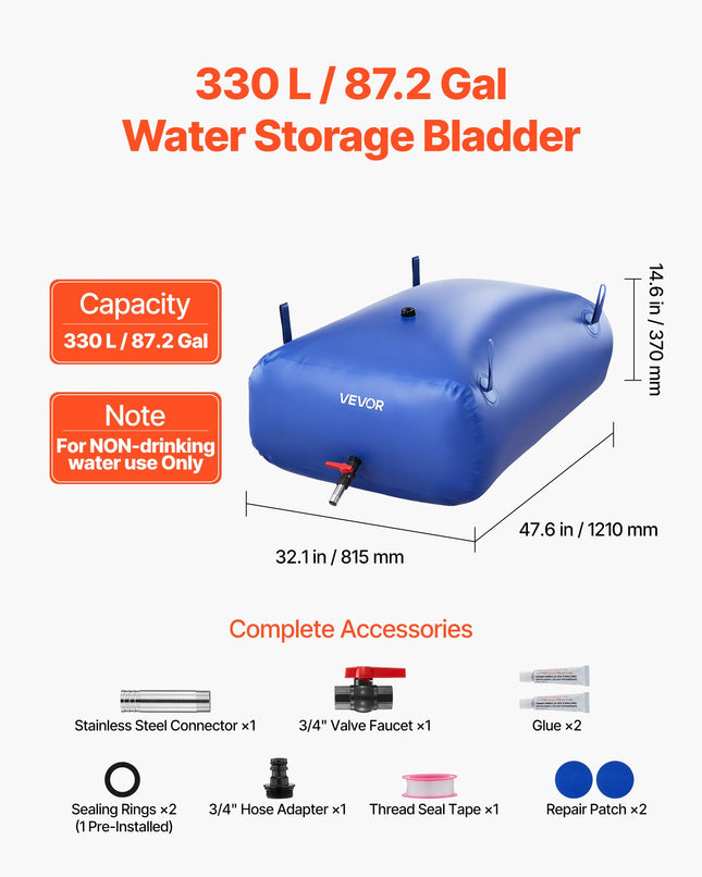 Vandens talpa VEVOR WSB-330L-Blue, 330 l