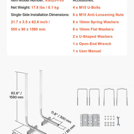 Valties priekabos kreipiančiosios VEVOR XSJ23-F05, 1524 mm