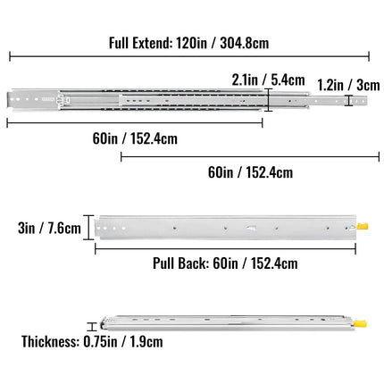 Stalčių bėgeliai VEVOR Heavy Duty, 226,8 kg apkrova